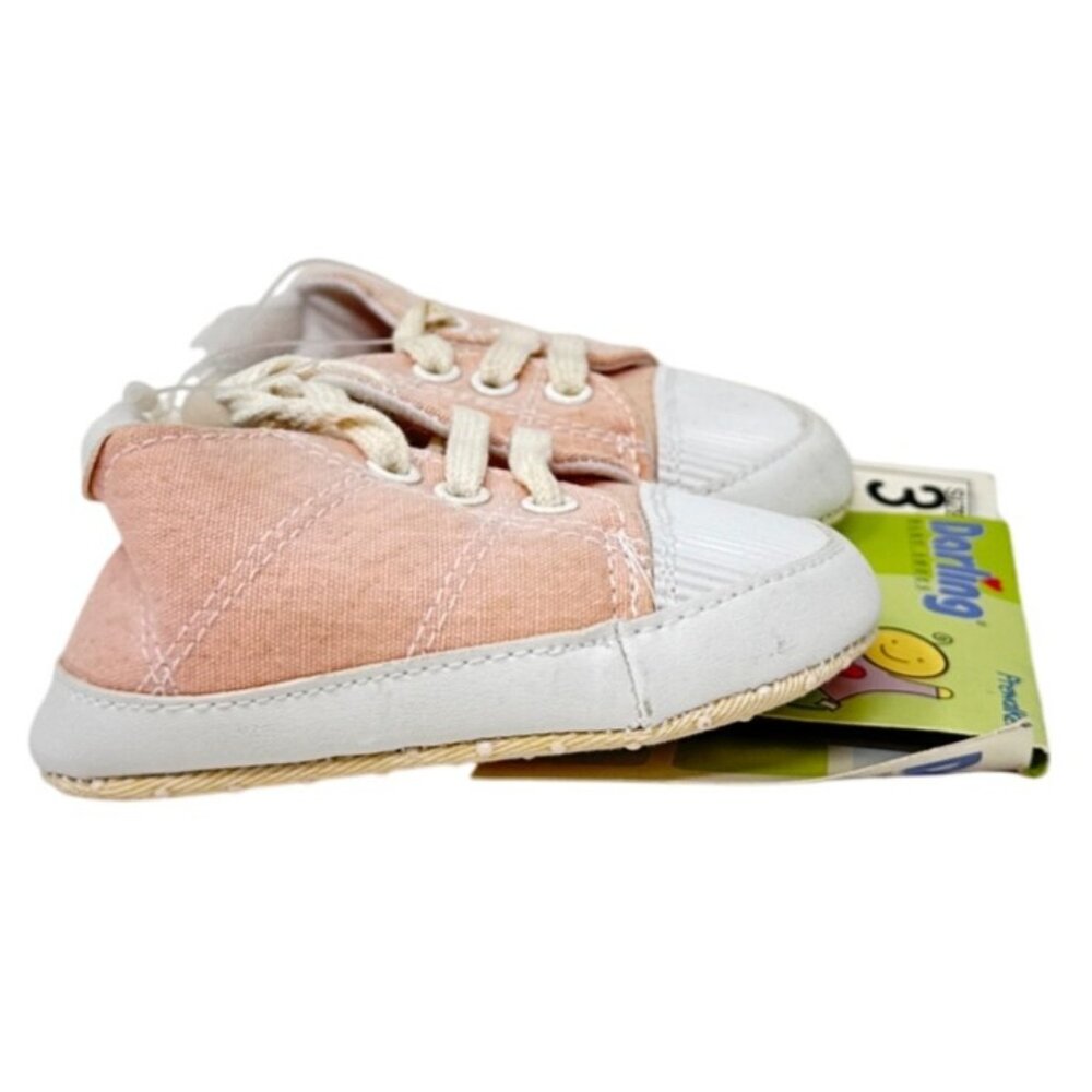 Baby Shoes Size 3 Darling Prewalker Infant Sneakers Soft Sole 6-9 Months Pink &